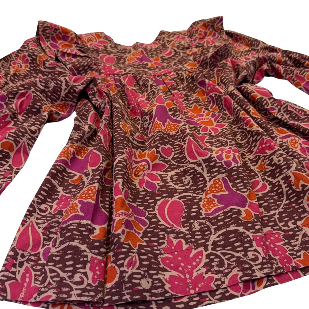 Summersalt Pink Orange Floral Ruffle Shoulder Blouse Medium 1200A3